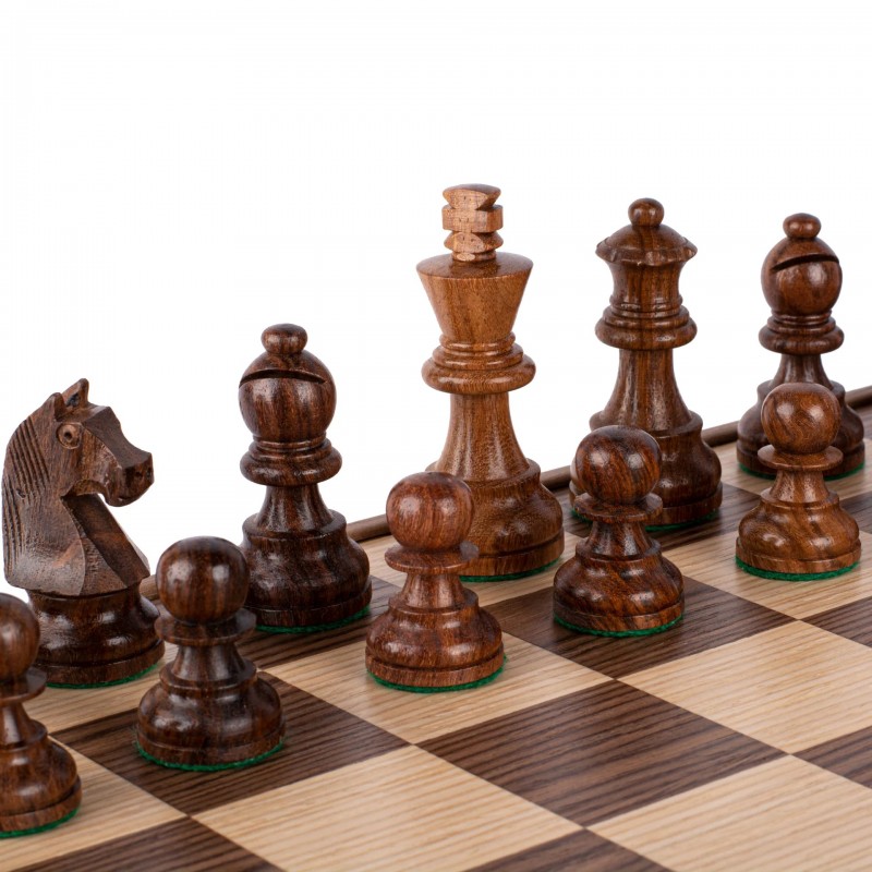 Šah set MANOPOULOS Staunton Chessmen & Olive Burl Chessboard 35x35 cm