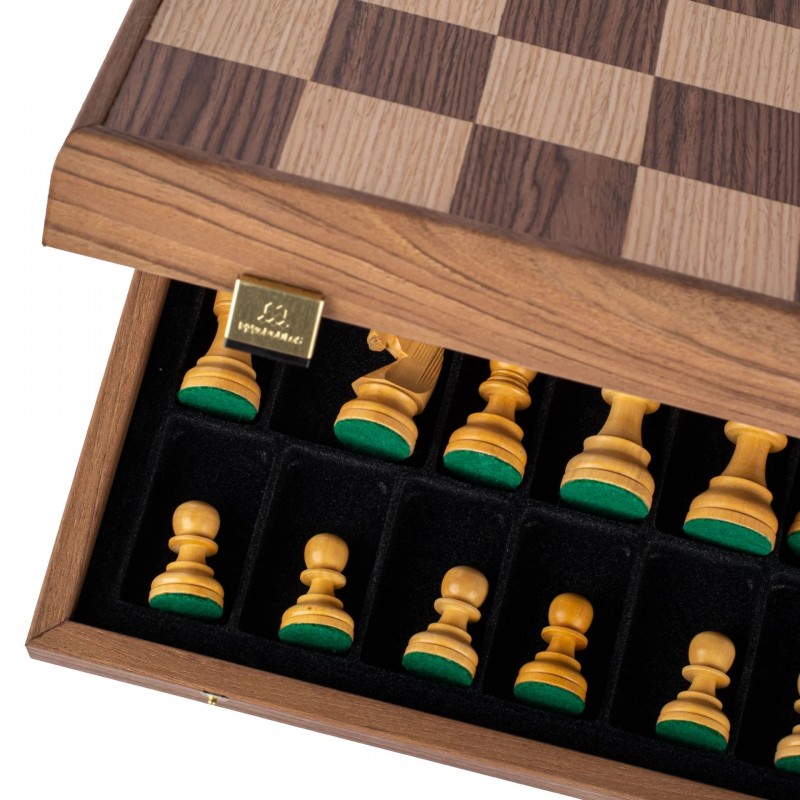 Šah set MANOPOULOS Staunton Chessmen & Olive Burl Chessboard 35x35 cm