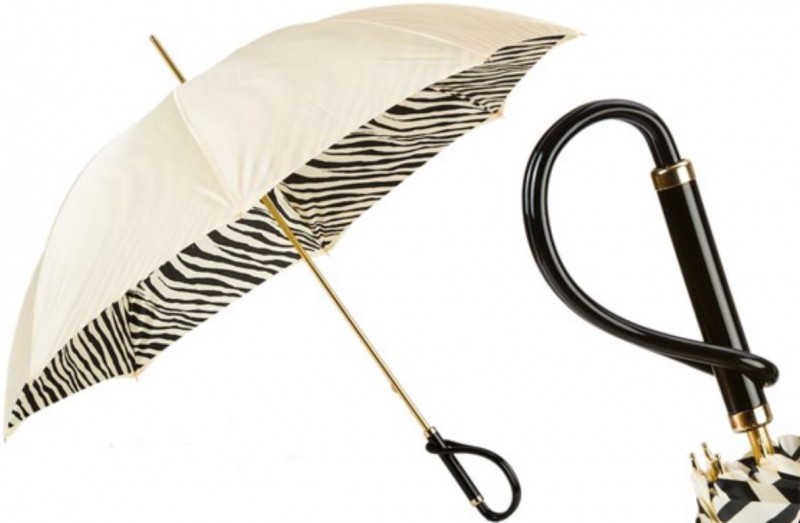 Kišobran Pasotti - Ivory Umbrella with Zebrine Interior, Double Cloth
