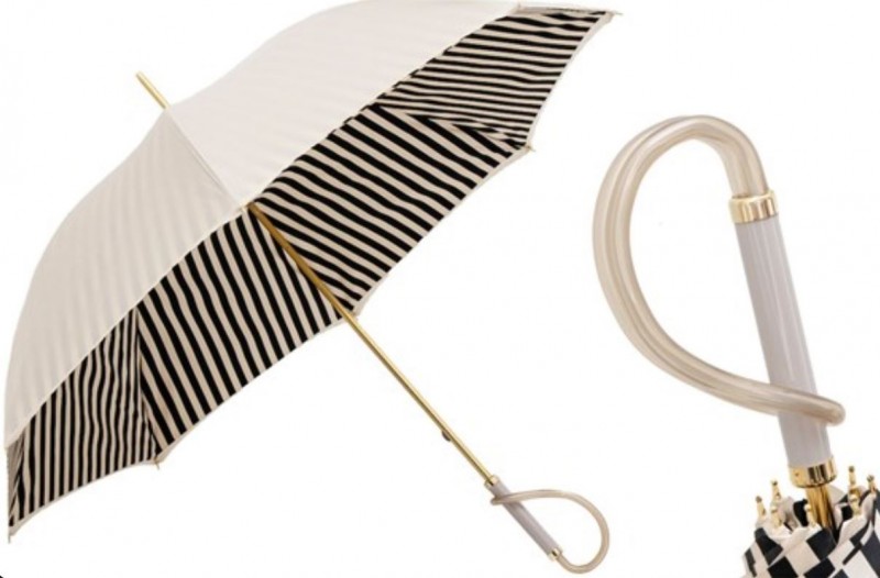 Kišobran Pasotti - Ivory Umbrella with Black Stripes