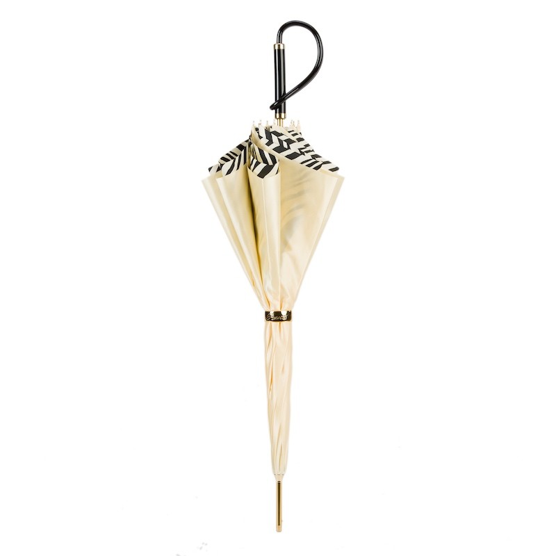 Kišobran Pasotti - Ivory Umbrella with Zebrine Interior, Double Cloth