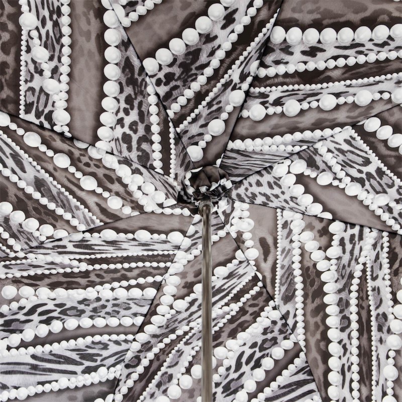 Kišobran Pasotti - Umbrella with Grey Pearls and Leopard Print