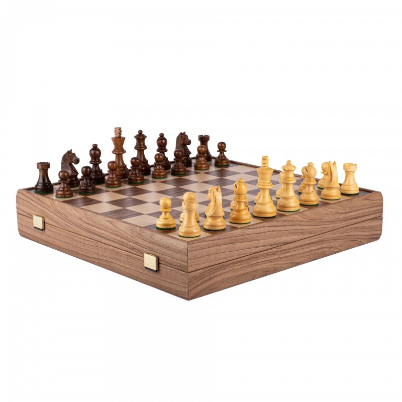 Šah set MANOPOULOS Staunton Chessmen & Olive Burl Chessboard 35x35 cm