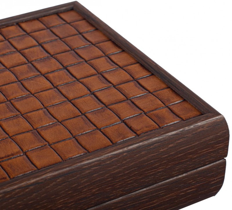 Domino set MANOPOULOS 5,2x2,7x1cm Brown Leather Knitted wood