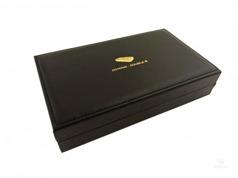 Domino set ITALFAMA Double Six Black Leatherette